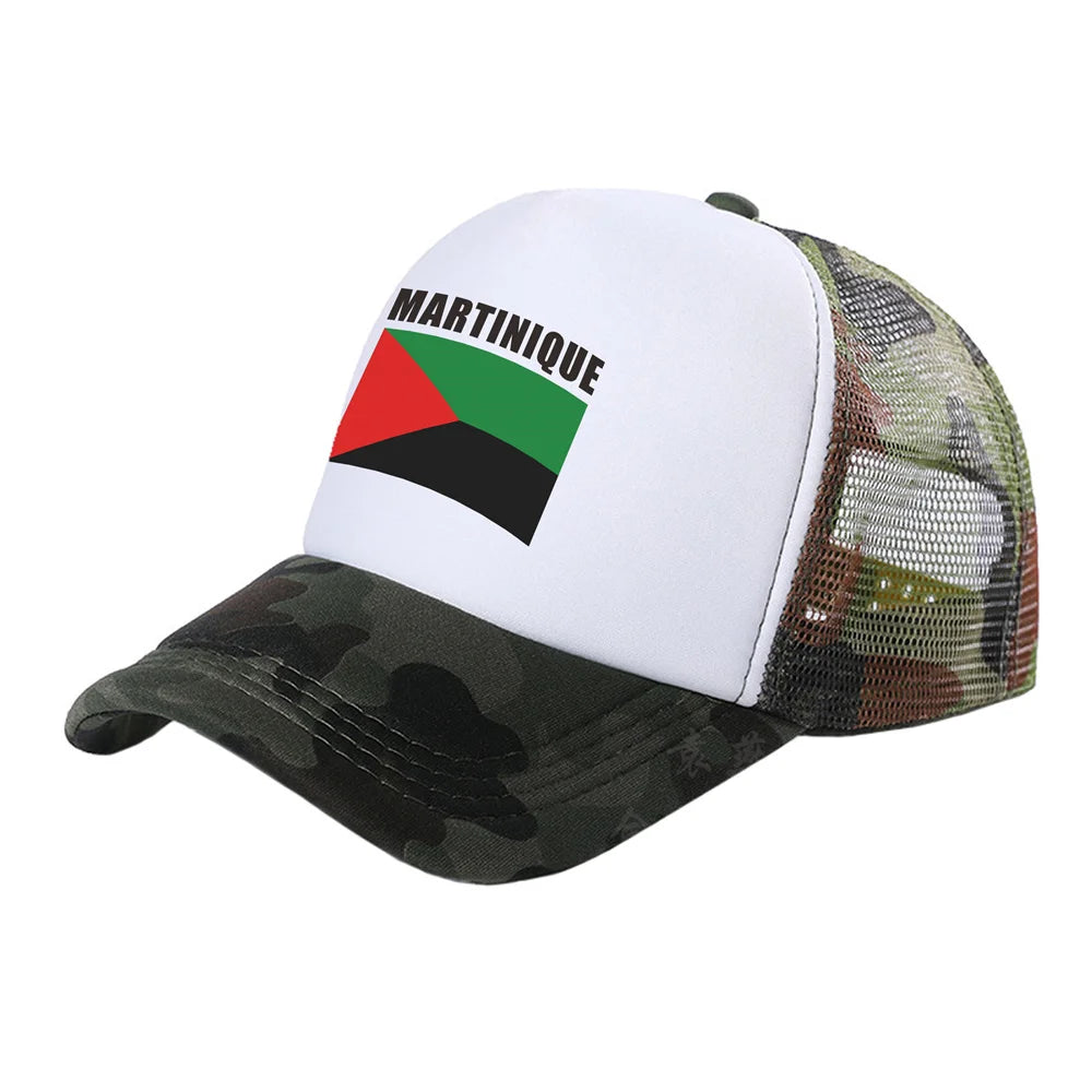 Martinique Trucker Caps Men Country Flag Hat Baseball Cap Cool Summer Unisex Mesh Net Caps
