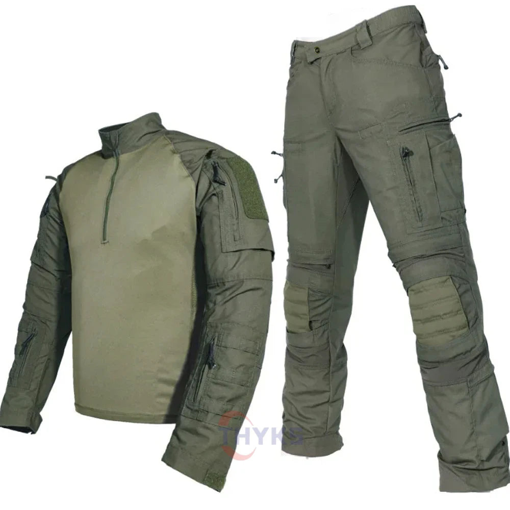 Men Outdoor Tactical Sets Combat Suit Shirts Pants 2 Pcs Set Field Training FROG Scouting Uniform CS Airsoft Kit Paintball Gear