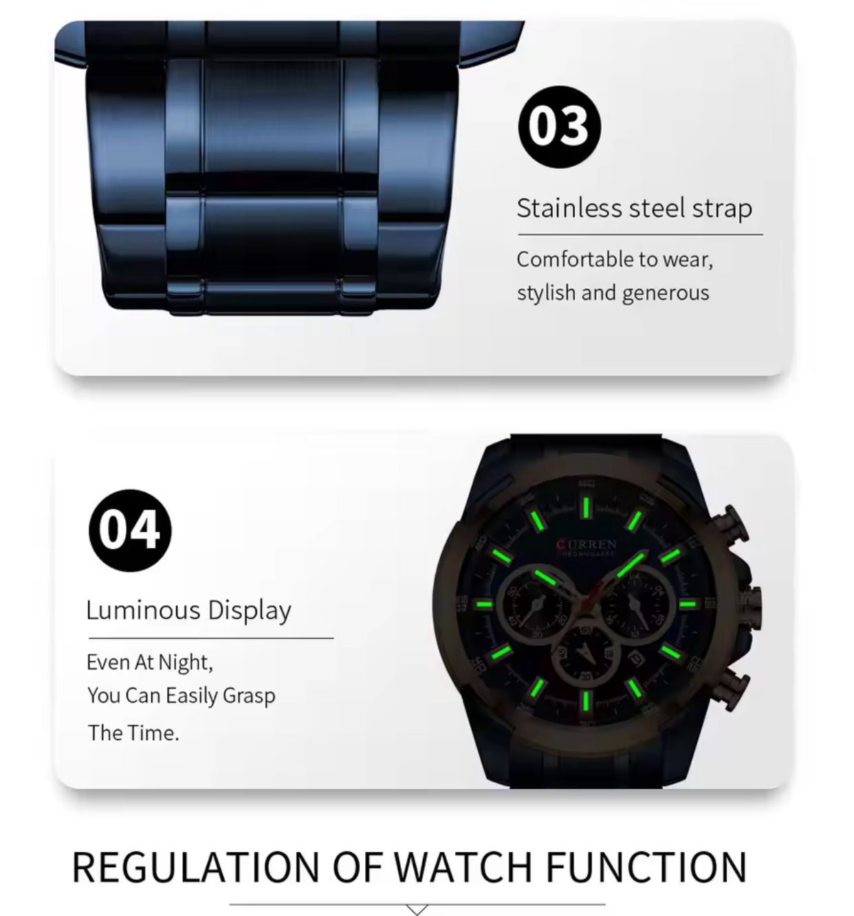 CURREN Men’s Watches Top Brand Big Sport Watch Luxury Men Military Steel Quartz Wrist Watches Chronograph Gold Design Male Clock