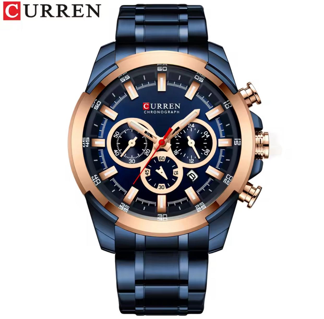 CURREN Men’s Watches Top Brand Big Sport Watch Luxury Men Military Steel Quartz Wrist Watches Chronograph Gold Design Male Clock