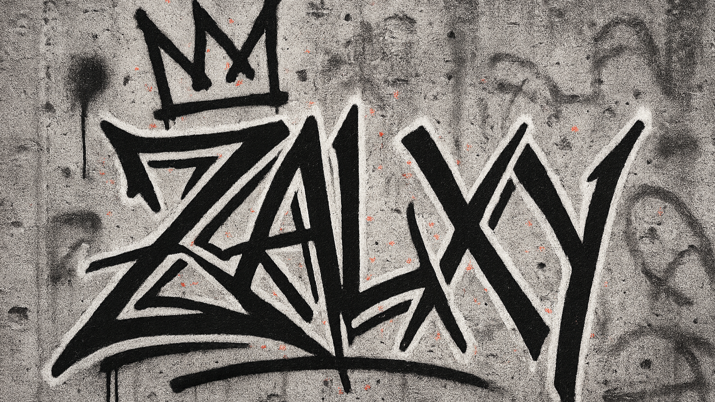 faça uma logo da zalxy estilo da escrita pixaçao e com uma coroa tambem feita de pixaçao em cima da letra z e uns detalhes no fundo