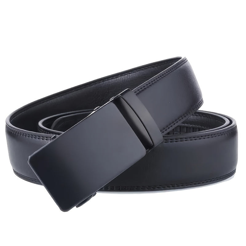 1pc Men's Black Automatic Buckle Slider Belt Business Casual PU Leather Belt, Ideal choice for Gifts