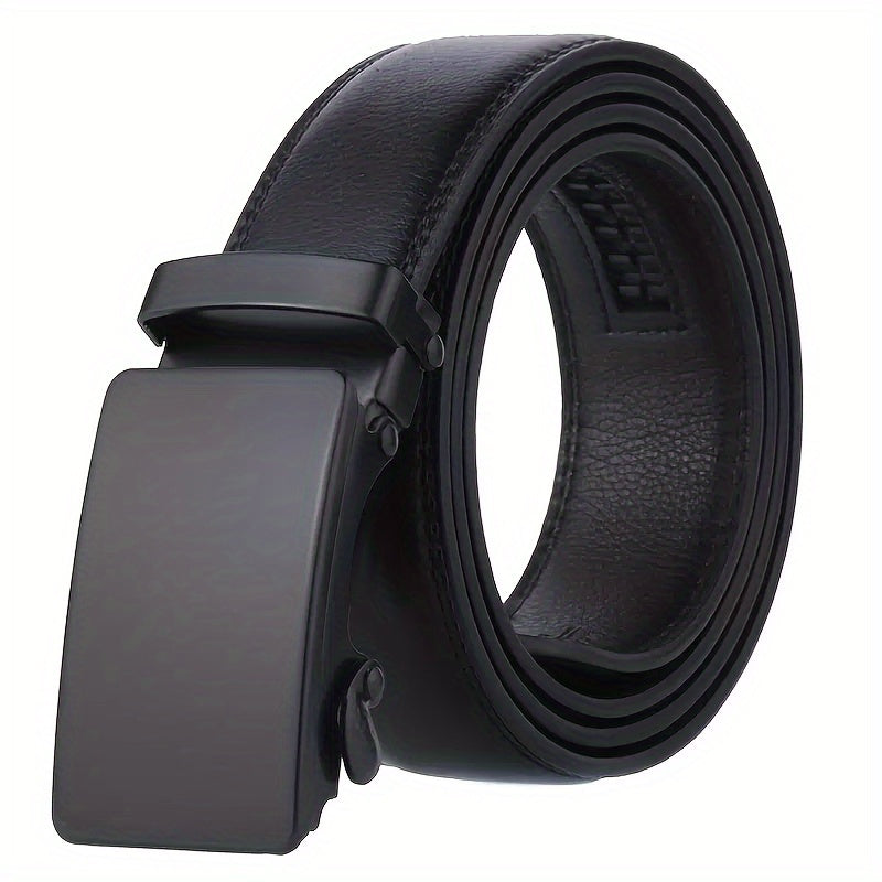 1pc Men's Black Automatic Buckle Slider Belt Business Casual PU Leather Belt, Ideal choice for Gifts