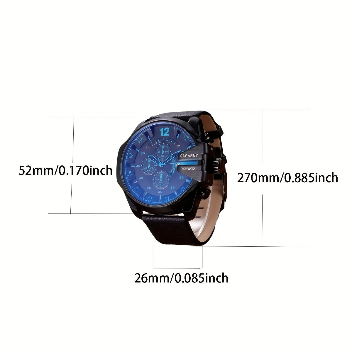 CAGARNY Classic Large Dial Men's Date Quartz Wristwatch - Elegant Timepiece for Men with Precise Quartz Movement, Water Resistant and Stylish Design - Ideal Gift for Him