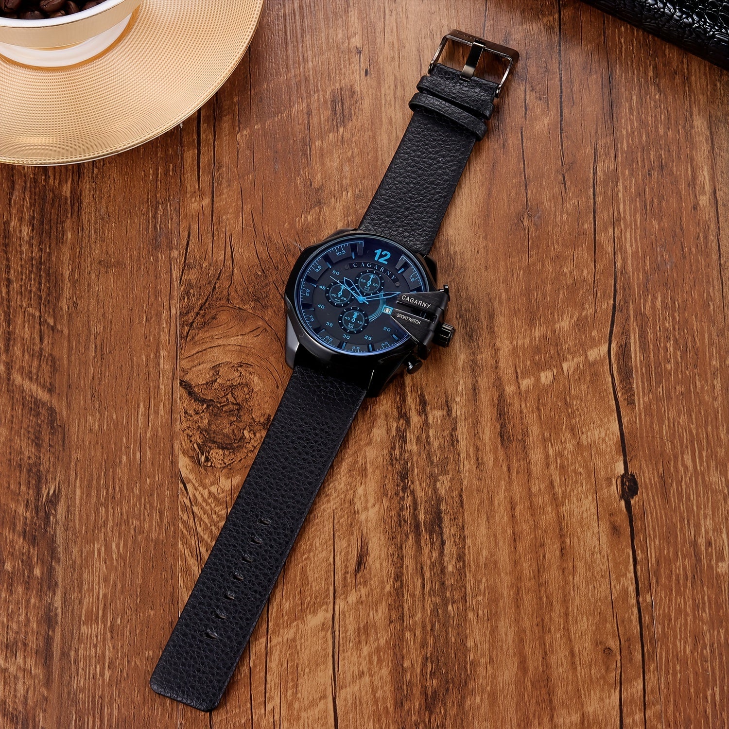 CAGARNY Classic Large Dial Men's Date Quartz Wristwatch - Elegant Timepiece for Men with Precise Quartz Movement, Water Resistant and Stylish Design - Ideal Gift for Him