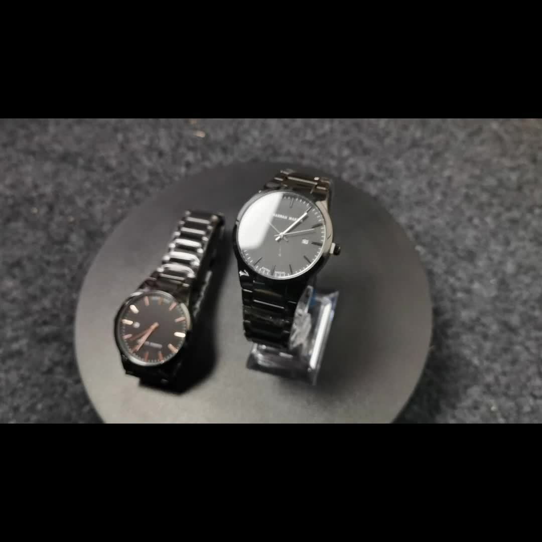 1pc Stylish Hannah Martin Black Stainless Steel Men's Fashion Watch - 3ATM Water Resistant Quartz Wristwatch with Precise Timekeeping and Elegant Design - Perfect for Daily Wear and Formal Occasions