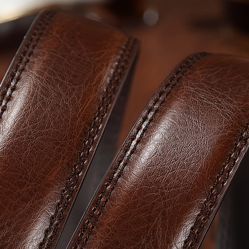 Men's Belt Boys Real Cowhide Leather Belt Pin Buckle Belt Brown Middle-aged Youth Casual Trendy Men's Belt, Ideal choice for Gifts