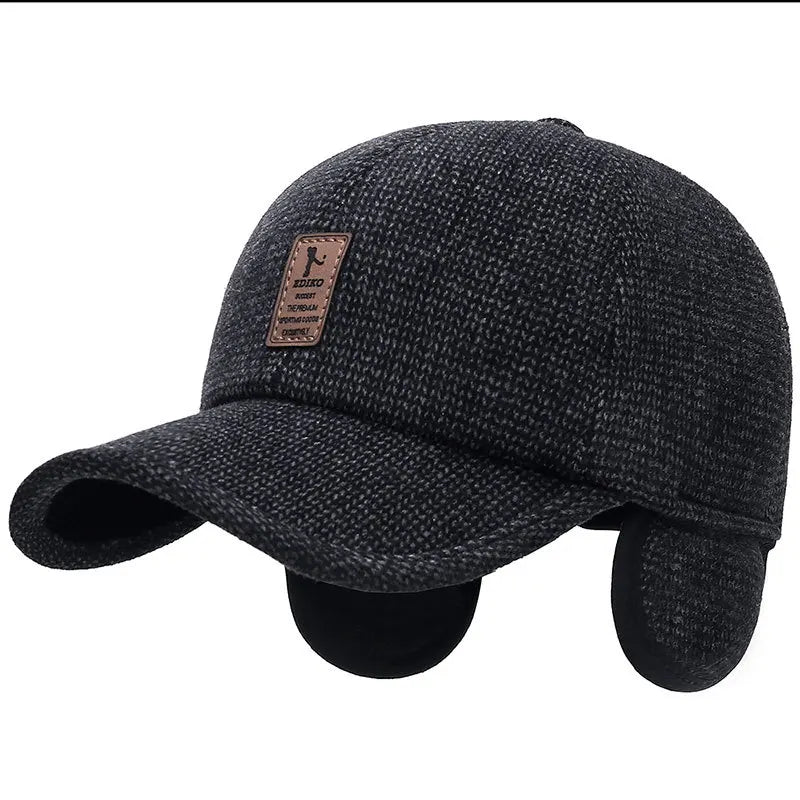 New Men Warm Thick Baseball Caps Male Autumn Winter Sport Visors Snapback Earflaps Dad Cap Hat For Men