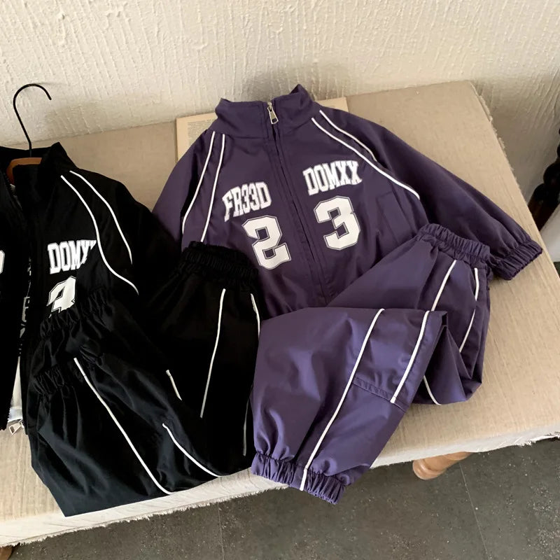 Boys Set 2025 Autumn Winter Children Clothes Fashion Trendy Handsome Kids Clothes Sporty Long Sleeve Coat Pant Two Piece Set