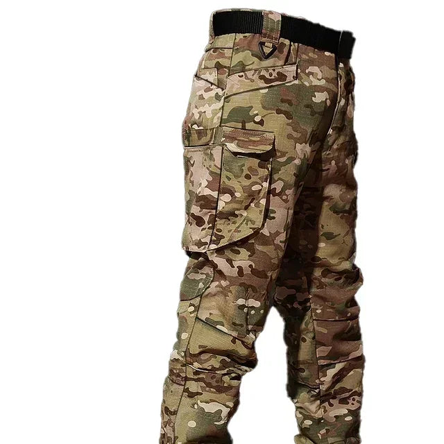 New Outdoor Tactical Sets Men Clothing Multi-Pocket Shirts +Straight Cargo Pant Hunting Suits Camo Wear-resisting Windproof Set
