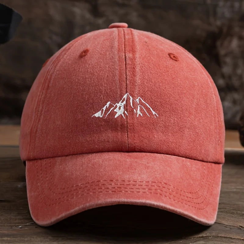 Men's baseball cap, mountain peak pattern print, vintage, mature and stable style, daily leisure, outdoor
