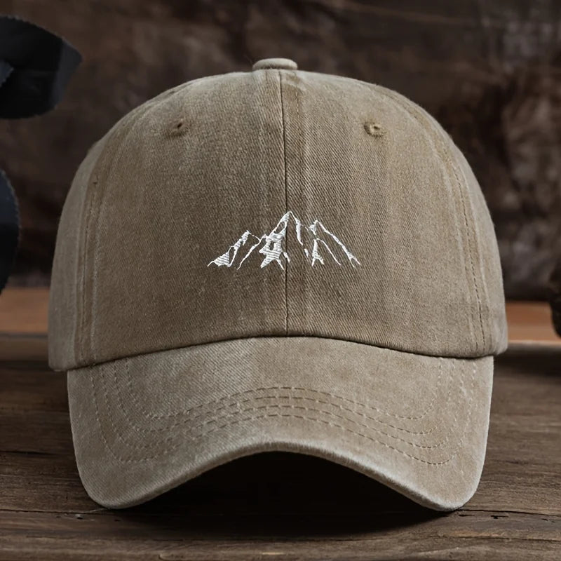 Men's baseball cap, mountain peak pattern print, vintage, mature and stable style, daily leisure, outdoor