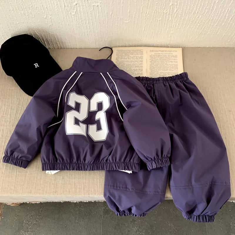 Boys Set 2025 Autumn Winter Children Clothes Fashion Trendy Handsome Kids Clothes Sporty Long Sleeve Coat Pant Two Piece Set