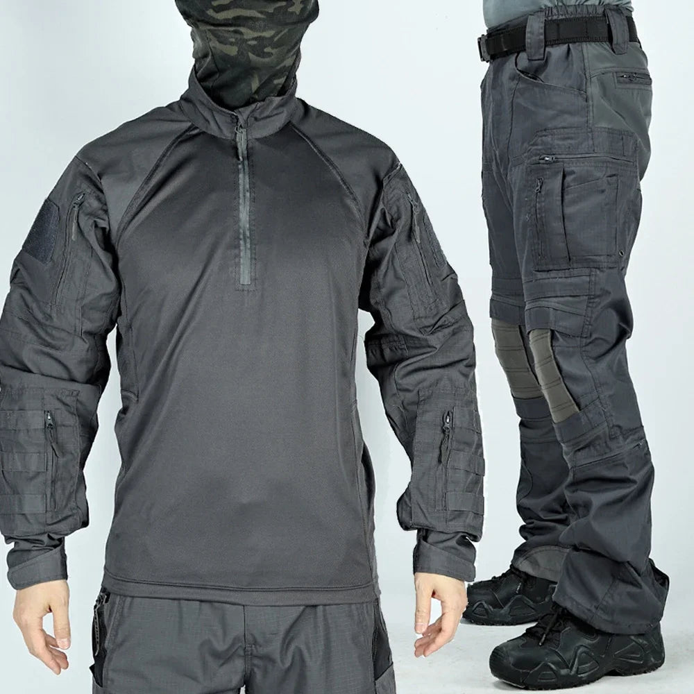 Men Outdoor Tactical Sets Combat Suit Shirts Pants 2 Pcs Set Field Training FROG Scouting Uniform CS Airsoft Kit Paintball Gear