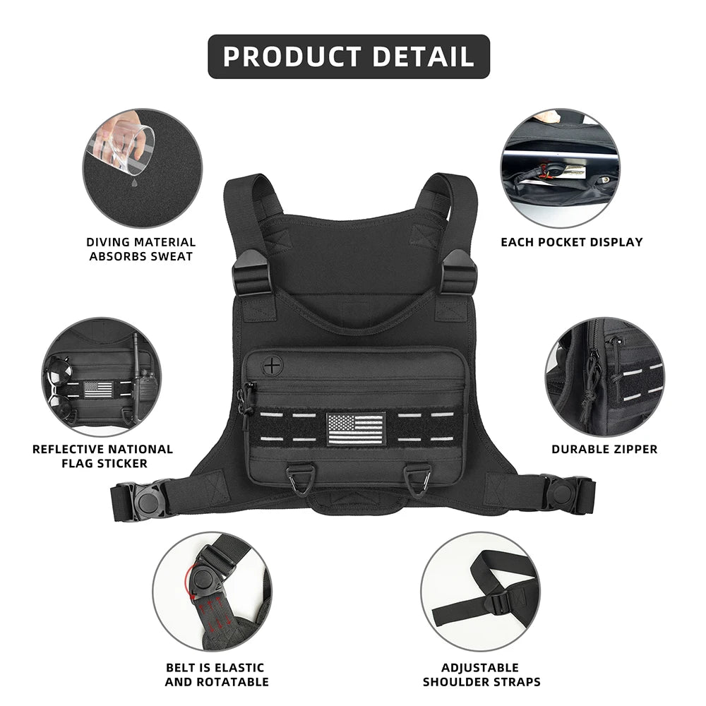 Chest Bag Men's One Shoulder Crossbody Bag Large Capacity Outdoor Sports And Leisure Fashion Small Shoulder Bag Large Capacit