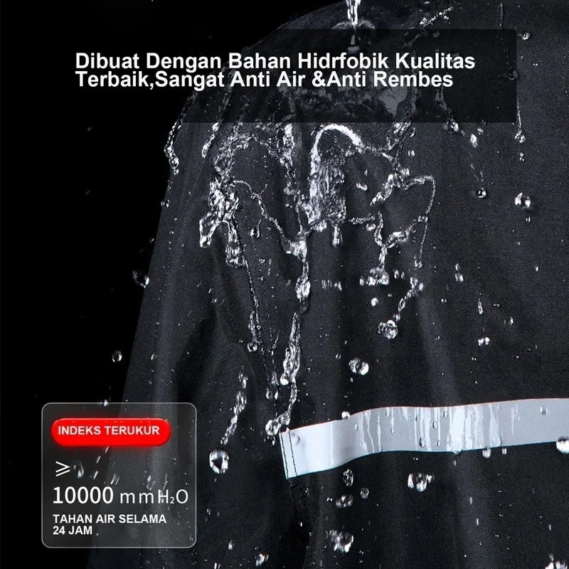 1Set Hooded Coat and Pant Rain Suit for Women Men Outdoor Waterproof Rain Gear with Reflective Strip Motocycle Riding Raincoat