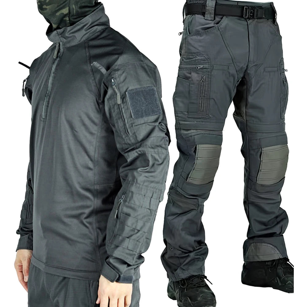 Men Outdoor Tactical Sets Combat Suit Shirts Pants 2 Pcs Set Field Training FROG Scouting Uniform CS Airsoft Kit Paintball Gear