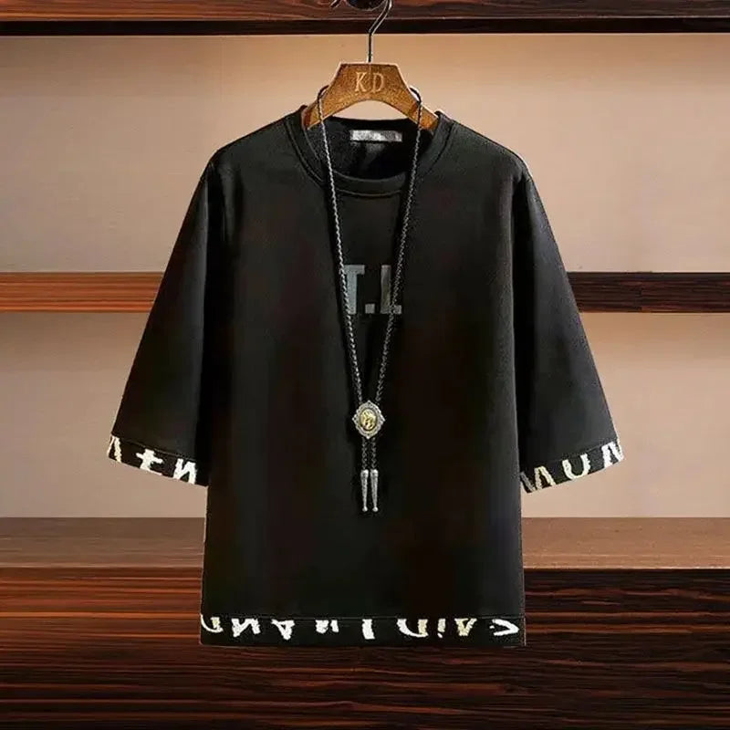 Pants Sets Kpop Chic Clothes for Men Top Slim Fit Casual Stretch Basic Cool Male T Shirt Summer Sweatshirt Sportswear 2025 Trend