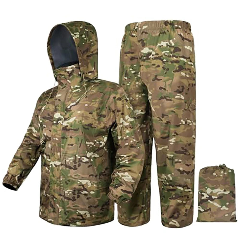 Rain Coat Set Suit Adults Unisex Men Women Camp Raincoat Set Hiking Hunting Fishing Outdoor Rainwear Rain Gears Cover Cp Tree