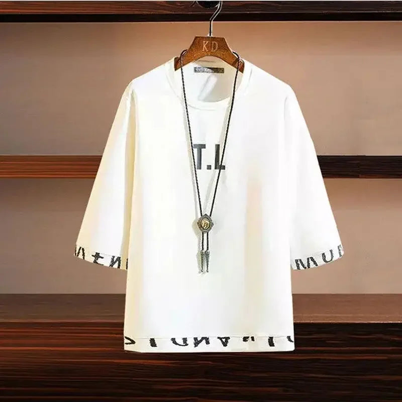 Pants Sets Kpop Chic Clothes for Men Top Slim Fit Casual Stretch Basic Cool Male T Shirt Summer Sweatshirt Sportswear 2025 Trend