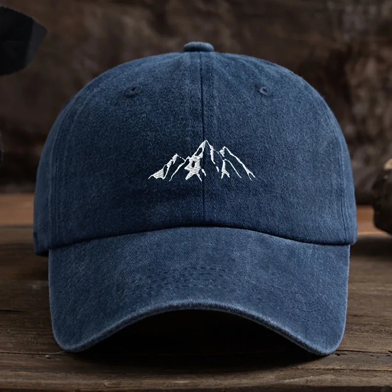Men's baseball cap, mountain peak pattern print, vintage, mature and stable style, daily leisure, outdoor