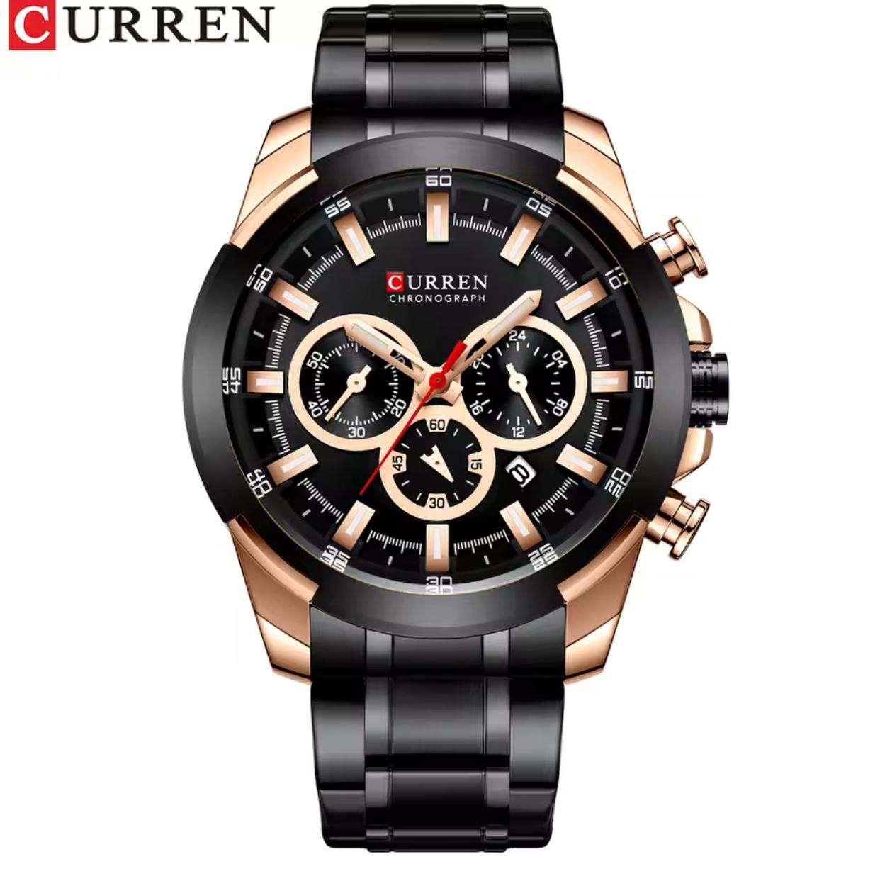CURREN Men’s Watches Top Brand Big Sport Watch Luxury Men Military Steel Quartz Wrist Watches Chronograph Gold Design Male Clock