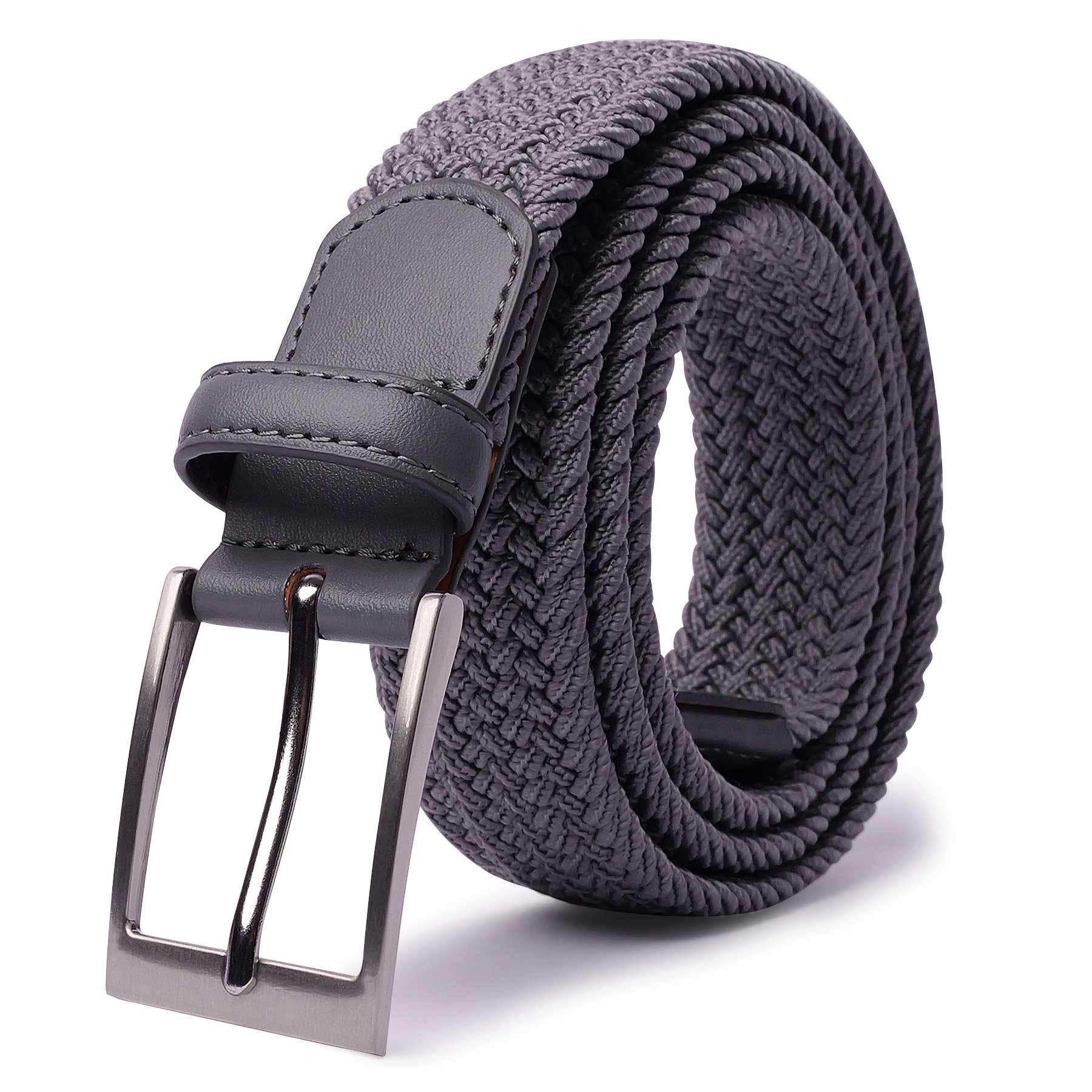 LCG LUCHENGYI Unisex Braided Elastic Belts - Stretch Woven Fabric with Square Buckle for Jeans, Golf Shirts, and Casual Wear - Black, Adjustable Fit, Structured Design, Structured Belt | Sleek Belt Design | Durable Belt Fabri
