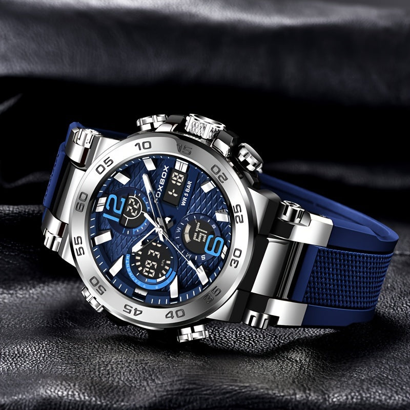 [Popular Choice] LIGE Watches for Men, 1968.5inch Clock Alarm LCD Dual Display Wristwatch