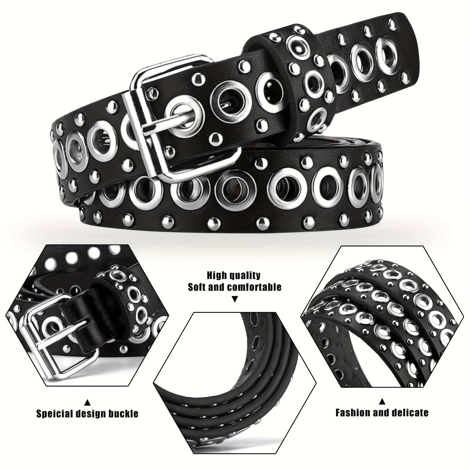 Punk Style Rivet Belt For Men And Women, Ideal choice for Gifts