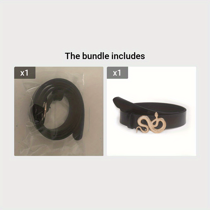 Men's Snake Buckle Black PU Leather Belt