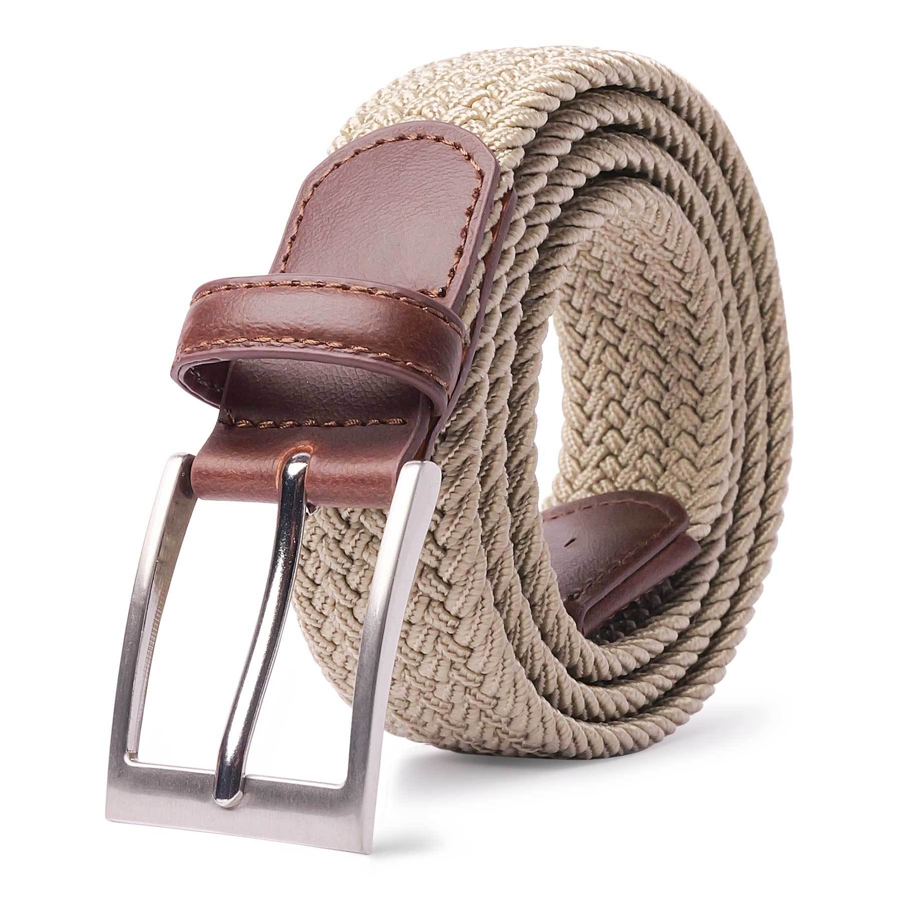 LCG LUCHENGYI Unisex Braided Elastic Belts - Stretch Woven Fabric with Square Buckle for Jeans, Golf Shirts, and Casual Wear - Black, Adjustable Fit, Structured Design, Structured Belt | Sleek Belt Design | Durable Belt Fabri