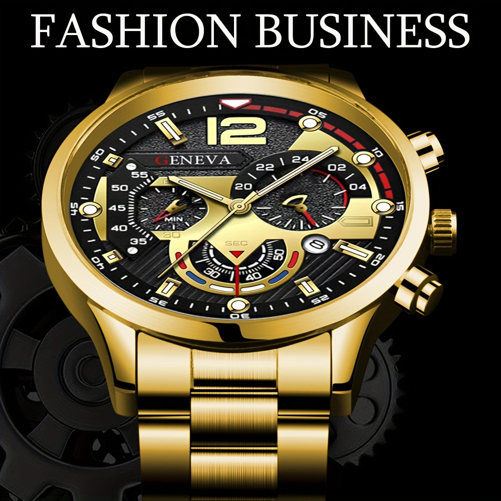 Fashion Men Watches Bracelet Men's Business Calendar Watch Stainless Steel Quartz Wristwatch Men Gift Watches